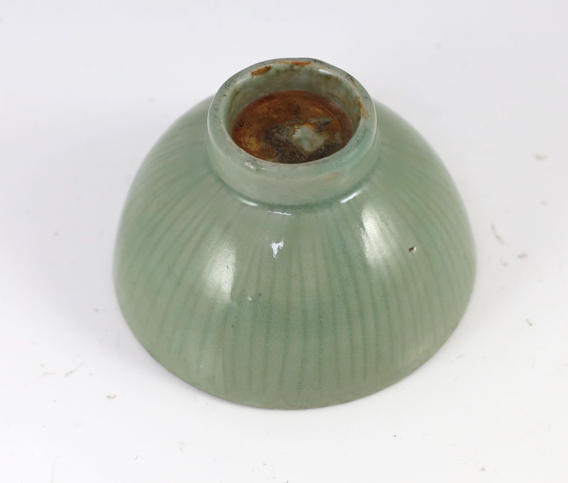 A Chinese Longquan celadon ‘Gu Shi’ bowl, 15th century, 13.8cm diameter, hairline crack